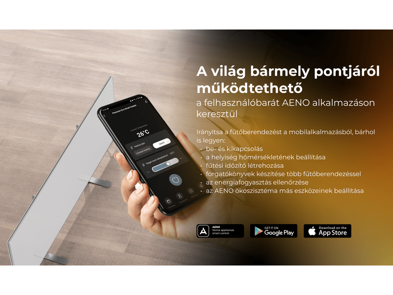 Aeno AGH1S Premium Eco Smart Infravörös/konvekciós fűtőpanel, fehér