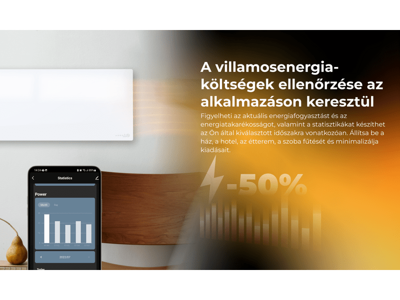 Aeno AGH1S Premium Eco Smart Infravörös/konvekciós fűtőpanel, fehér