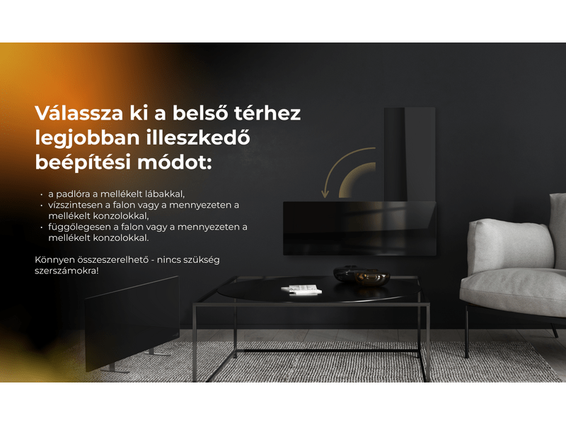 Aeno AGH2S Premium Eco Smart Infravörös/konvekciós fűtőpanel, fekete