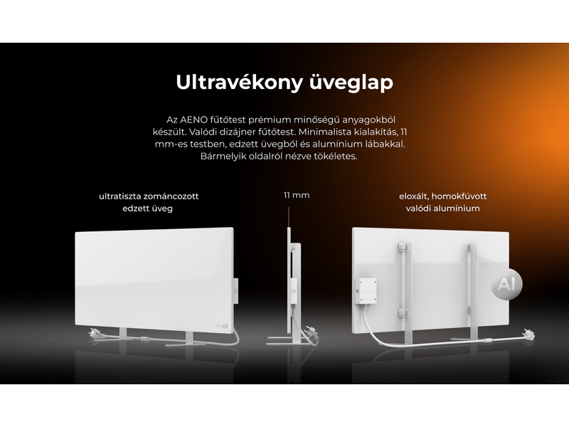 Aeno AGH2S Premium Eco Smart Infravörös/konvekciós fűtőpanel, fekete