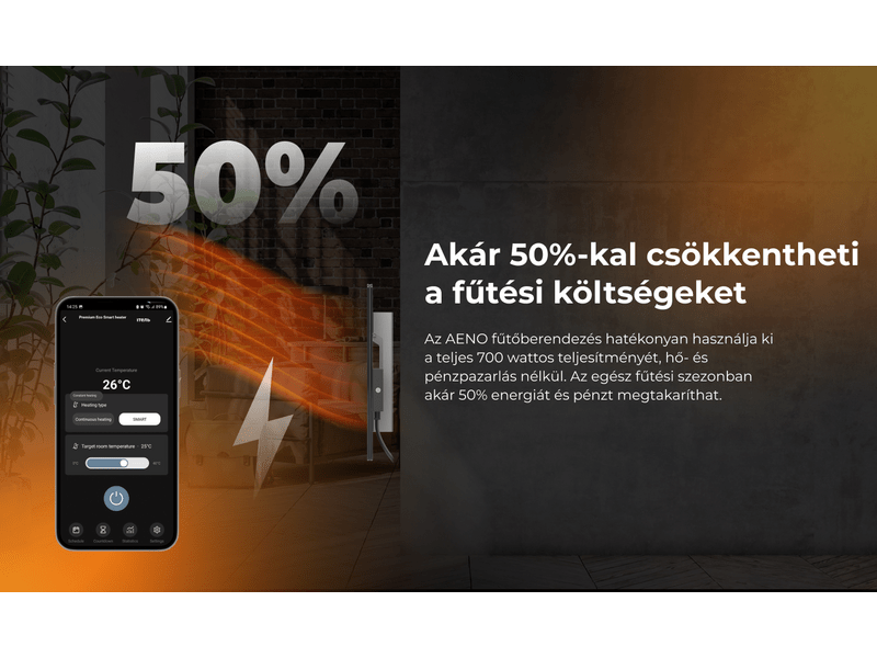 Aeno AGH2S Premium Eco Smart Infravörös/konvekciós fűtőpanel, fekete