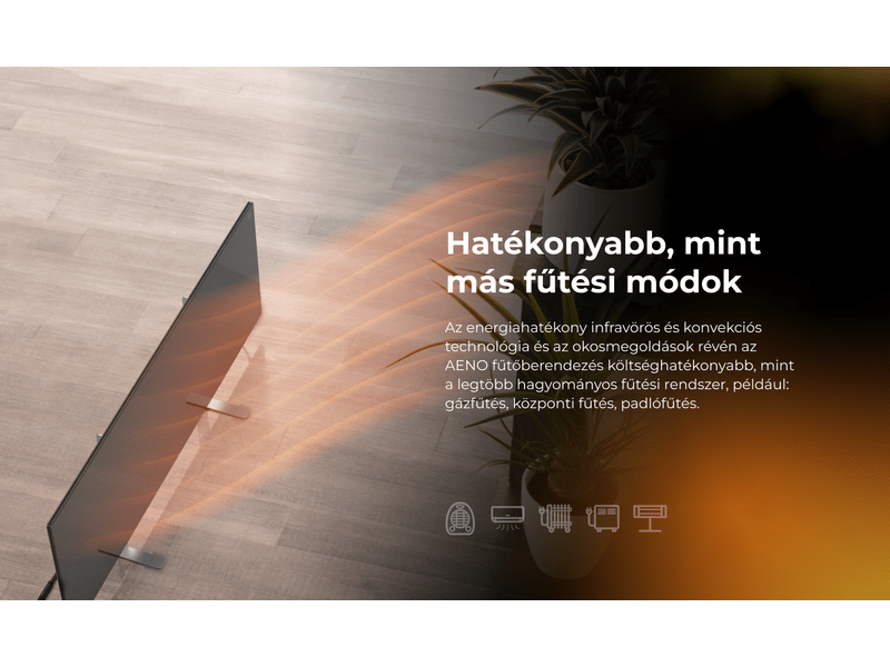 Aeno AGH2S Premium Eco Smart Infravörös/konvekciós fűtőpanel, fekete