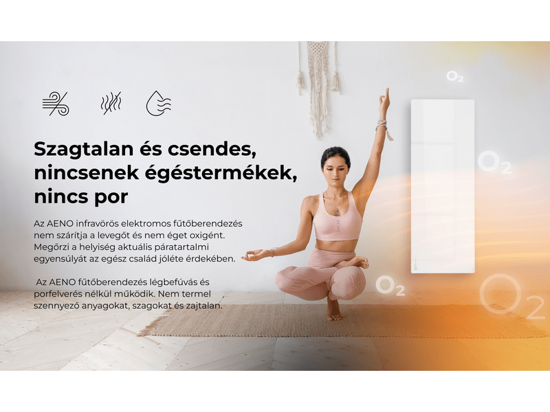 Aeno AGH1S Premium Eco Smart Infravörös/konvekciós fűtőpanel, fehér