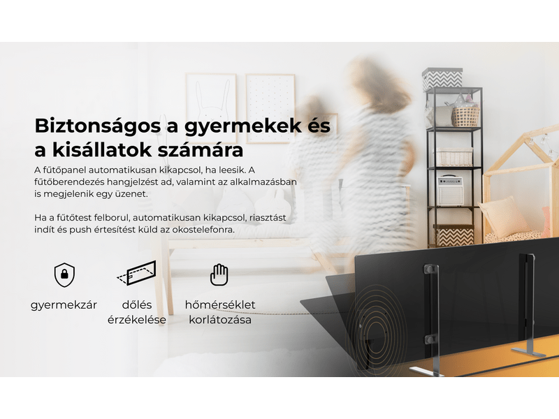 Aeno AGH2S Premium Eco Smart Infravörös/konvekciós fűtőpanel, fekete