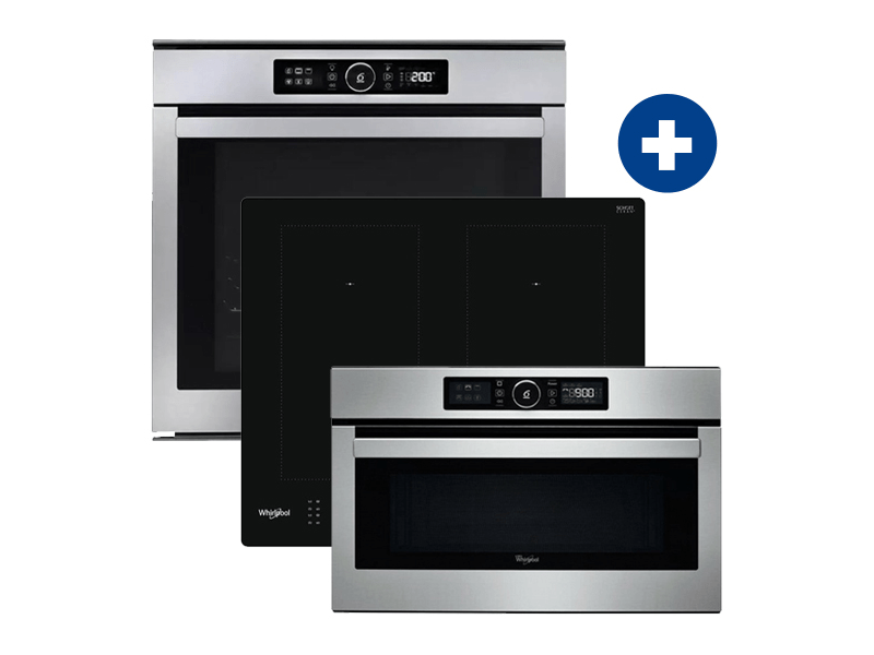 Whirlpool AKZM 8480 IX beépíthető sütő + Whirlpool WLS8560AL indukciós főzőlap + Whirlpool AMW 730/IX mikrohullámú sütő