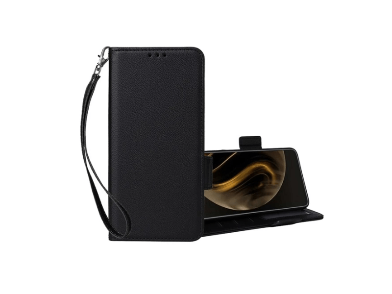 Gigapack Huawei Nova 12i Bőr hatású flip tok, fekete (GP-158305)