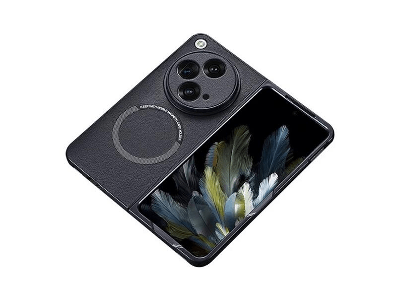 Gigapack OnePlus Open Bőr hatású műanyag telefonvédő tok, fekete (GP-154557)