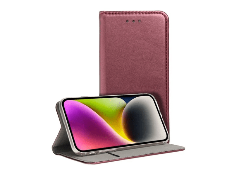 Gigapack Motorola Edge 50 Pro 5G Bőr hatású flip tok, burgundy (GP-157078)