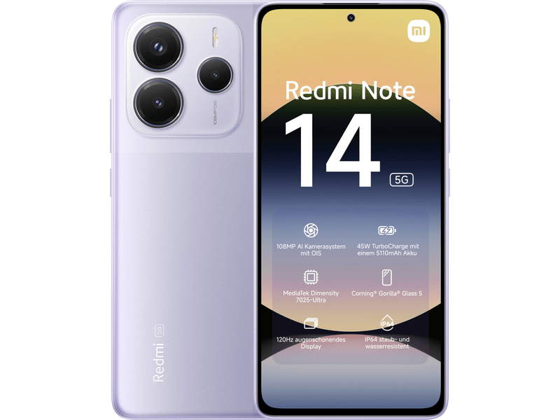 Xiaomi Redmi Note 14 5G 8/256GB Okostelefon, lila (MZB0IO1EU)