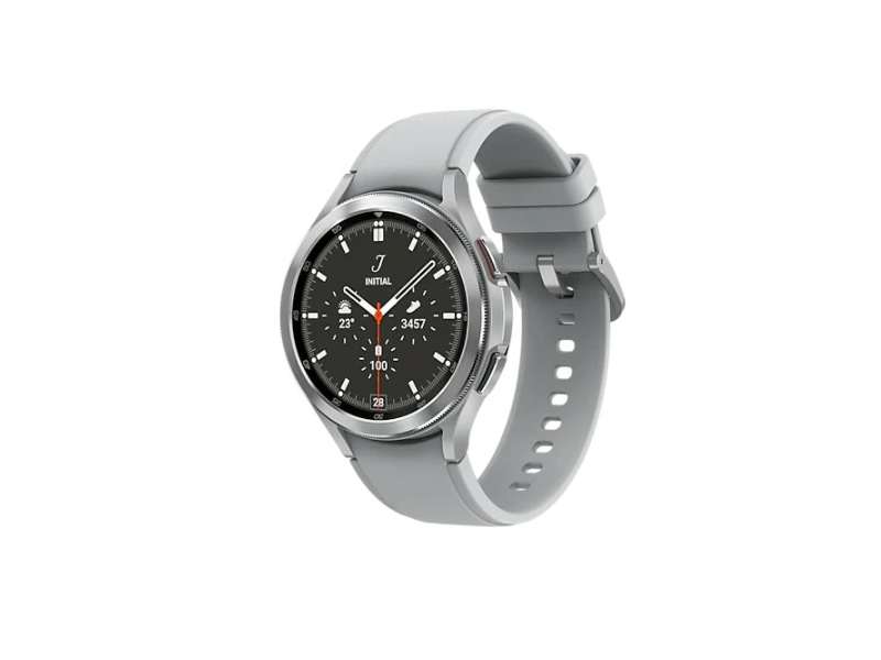Samsung Galaxy Watch4 Classic Okosóra ( SM-R895 46 SIL ) 46 mm, Ezüst + Samsung Galaxy Fit2 Aktivitásmérő, Piros (SM-R220NZRAEUE)