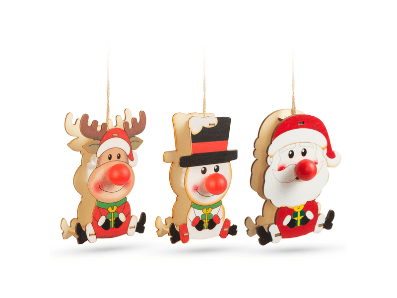 LED-es karácsonyfadísz - fa, akasztható - elemes - 3 féle, 1 db (58660)