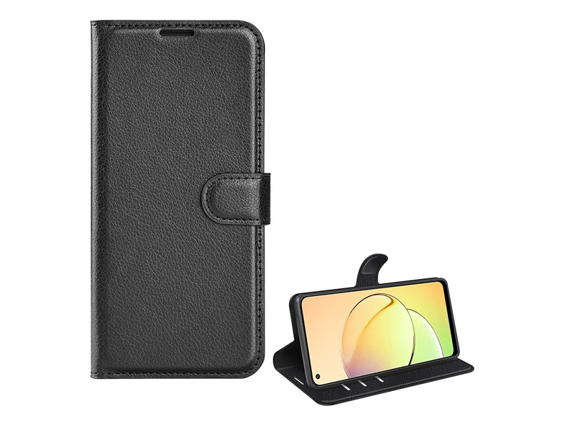 Gigapack Realme 10 Bőr hatású flip tok, fekete (GP-139595)