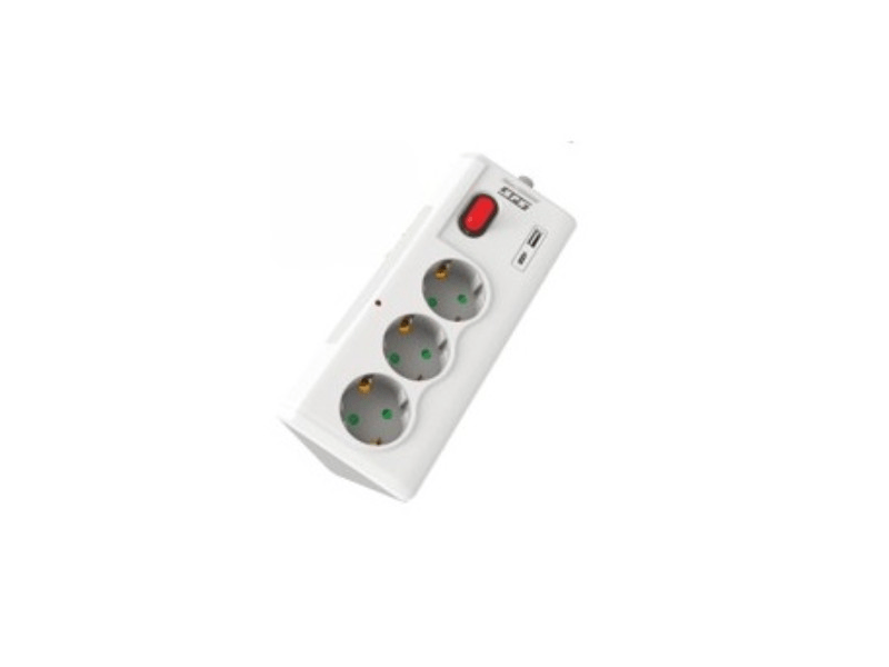 SPS SRG3-UL Hálózati elosztó, 3 schuko, 1 USB-A + 1 USB-C
