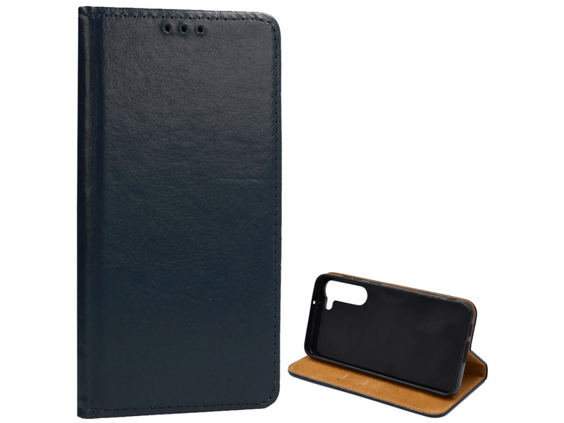Gigapack Samsung Galaxy S23+ Valódi bőr flip tok, sötétkék (GP-134976)