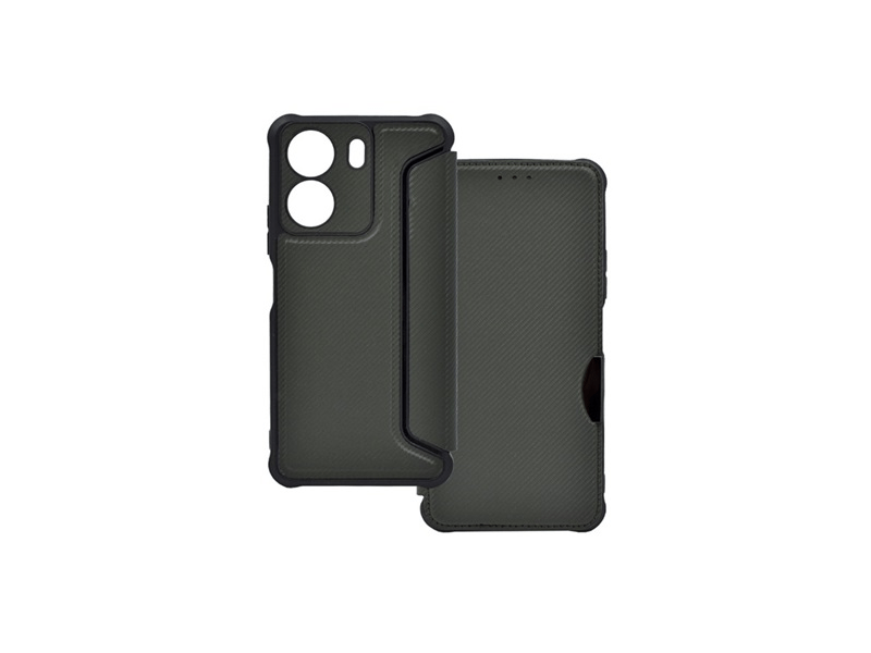 Gigapack Poco C65/ Redmi 13C Bőr hatású flip tok, sötétzöld (GP-154441)