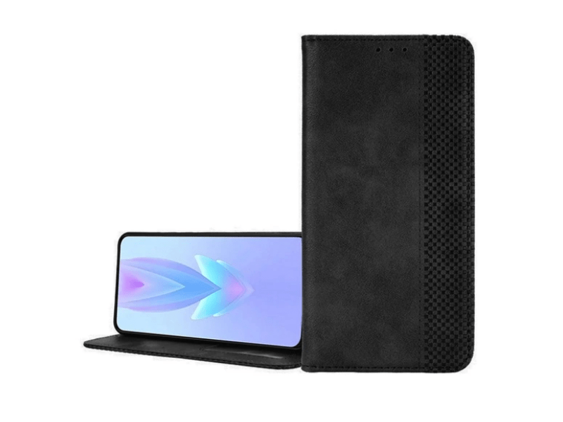 Gigapack Tecno Spark 20 Bőr hatású flip tok, fekete (GP-157954)