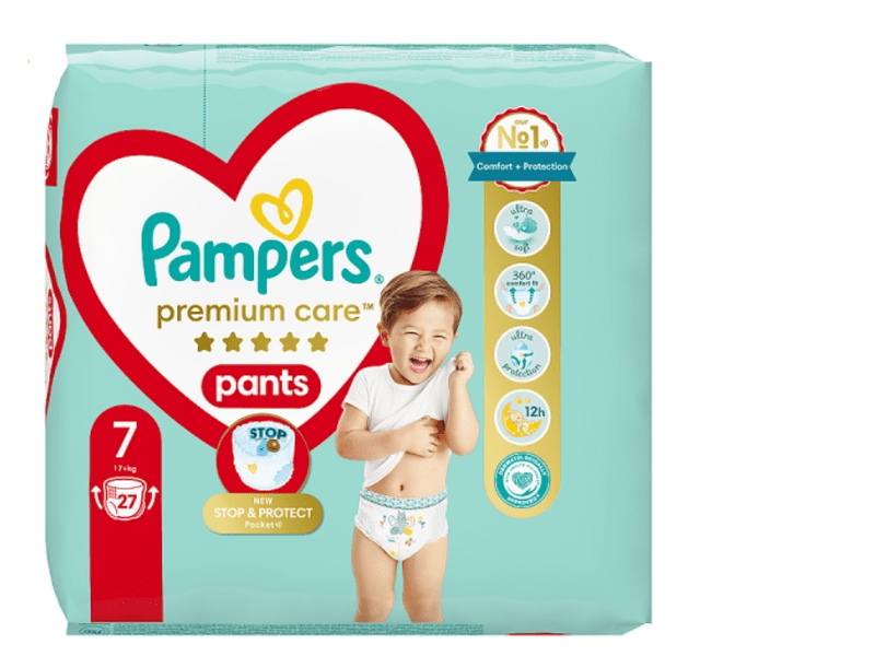 Pampers Premium Care Bugyipelenka, Méret: 7, 27 db Pelenka
