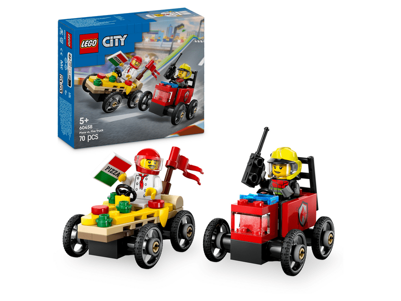 LEGO® City Pizza Truck vs. vatrogasno vozilo, paket trkaćih automobila (60458)