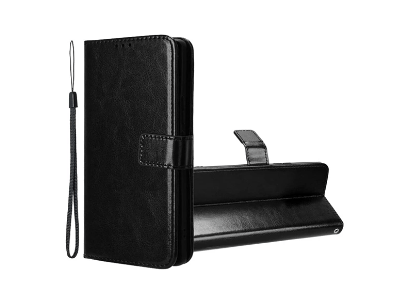 Gigapack Tecno Spark 10 Pro Bőr hatású flip tok, fekete (GP-157915)