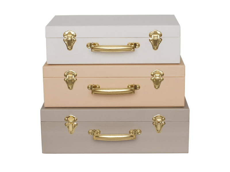 Bézs színű tároló bőrönd szett, 3 db-os (A3220)