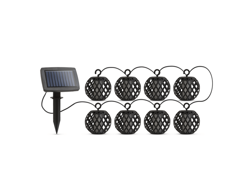 Garden of Eden 11741 Felakasztható szolár fényfüzér, lánghatással, 8 gömb, 140 cm