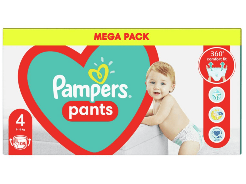 Pampers Pants Nadrágpelenka, Mega Pack, 4-es méret, 9-15 kg, 108 db