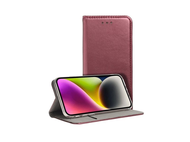 Gigapack Huawei Nova 12i Bőr hatású flip tok, burgundi (GP-158291)