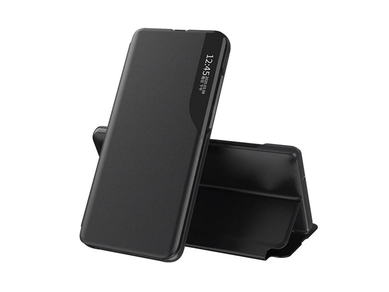 Gigapack Xiaomi Redmi 12C Bőr hatású flip tok, fekete (GP-140426)