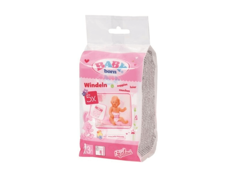 Zapf Baby Born Kiegészítő - Játék pelenkák, 5 darab (826508)