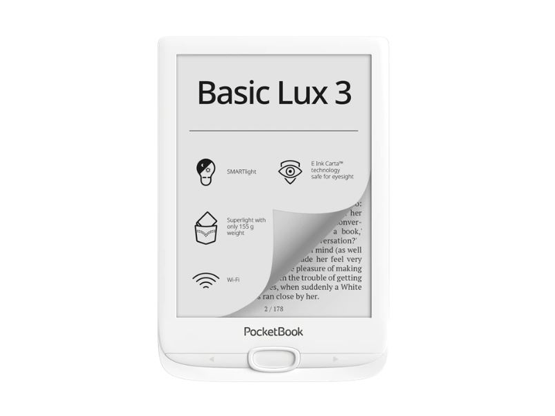 PocketBook Basic Lux 3 E-book olvasó, fehér (617-D-RU)