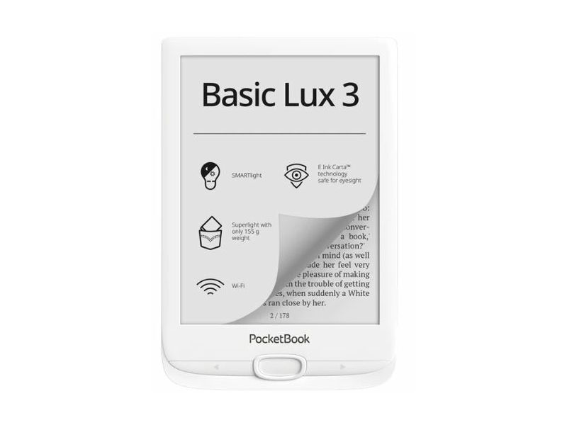 PocketBook Basic Lux 3 e-book olvasó, fehér