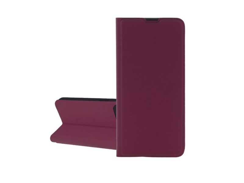 Gigapack Motorola Moto G14 Bőr hatású flip tok, bordó (GP-155087)