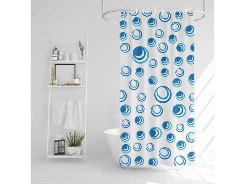 Family 11527C Zuhanyfüggöny - kék-fehér mintás - 183 x 183 cm