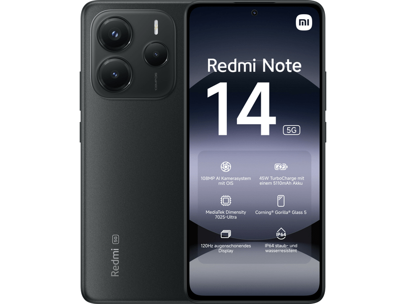 Xiaomi Redmi Note 14 5G 8/256GB Okostelefon, fekete (MZB0INYEU)