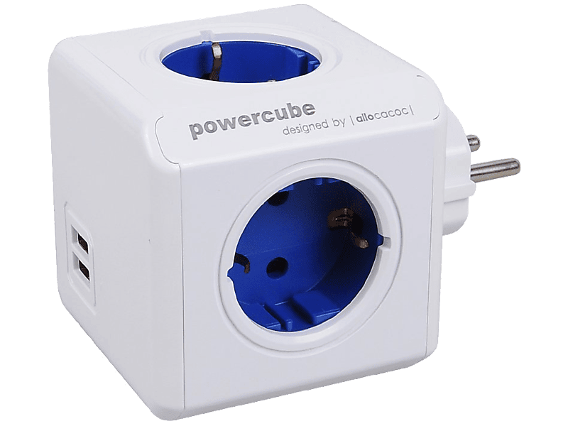 Allocacoc PowerCube Original Hálózati elosztó, Fehér/kék (1202BL/DEOUPC)
