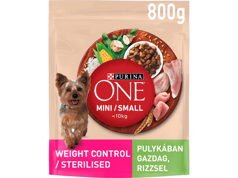 Purina One Mini Weight Control/Steril pulykás száraz eledel felnőtt kutyáknak 800g