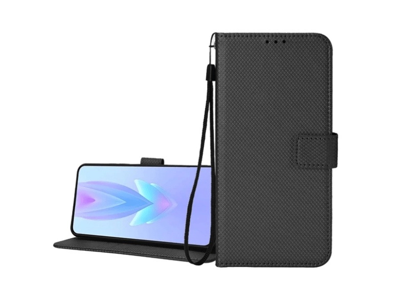 Gigapack Tecno Spark Go 2024 Bőr hatású flip tok, fekete (GP-157923)