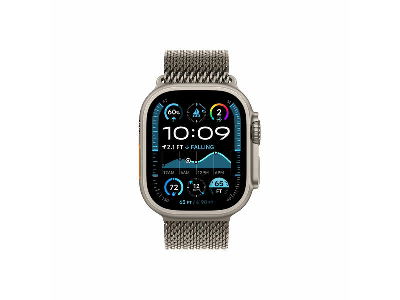 Apple Watch Ultra 2 GPS + Cellular, 49 mm-es natúr titántok, natúr titán milánói szíj, L (MX5T3CM/A)