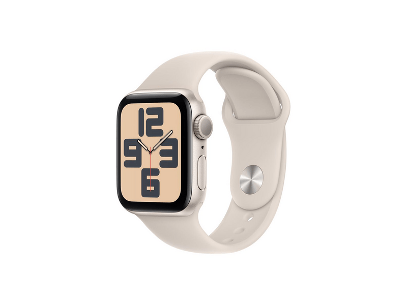 Apple Watch SE (2023) GPS – 40 mm-es csillagfény alumíniumtok, csillagfény sportszíj - M/L (MR9V3QH/A)