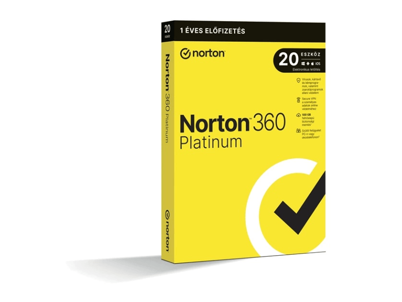 Norton 360 Platinum 100GB HUN, 1 éves, dobozos vírusirtó szoftver (21428042)
