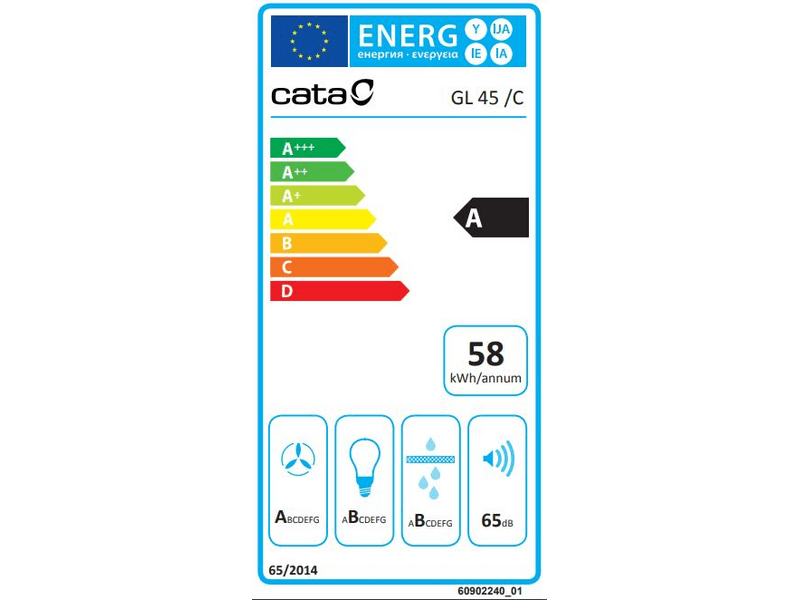 CATA 02030305 GL-45 X/C Beépíthető páraelszívó 45cm, inox