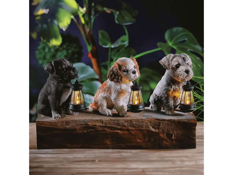 Garden of Eden 11430B Szolár kutyafigura, 3-féle
