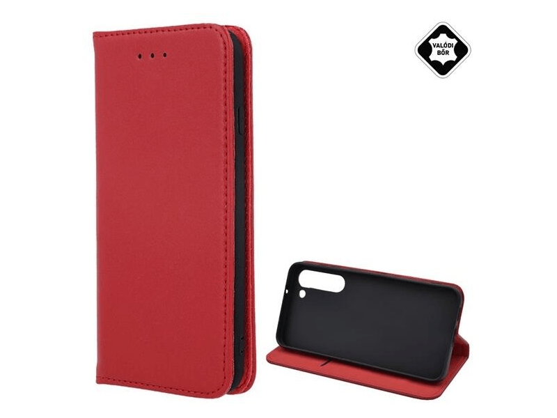 Gigapack Samsung Galaxy S23+ Valódi bőr flip tok, bordó (GP-134965)