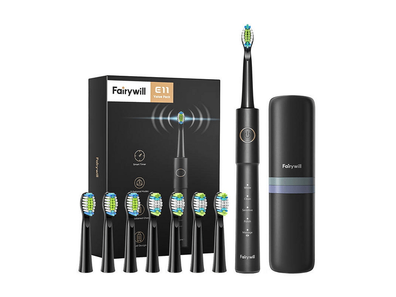 FairyWill FW-E11 Szónikus fogkefe készlet, Fekete
