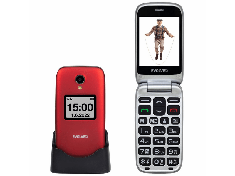 Evolveo EasyPhone FS EP771 Nyomógombos mobiltelefon, piros