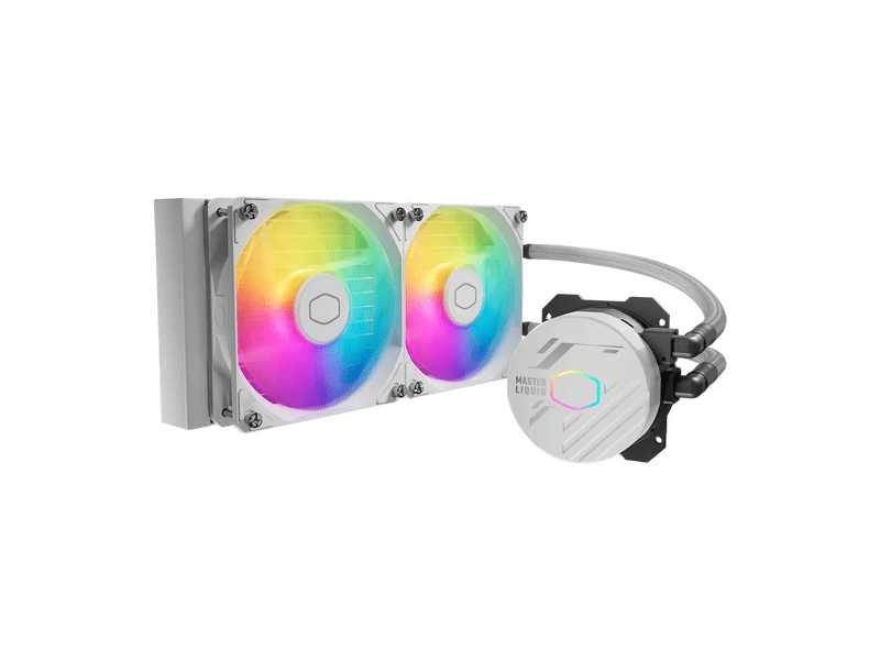 COOLER MASTER CPU hűtő MASTERLIQUID 240L CORE ARGB (vízhűtés), 2 Ventilátoros, LGA1700 támogatással, fehér