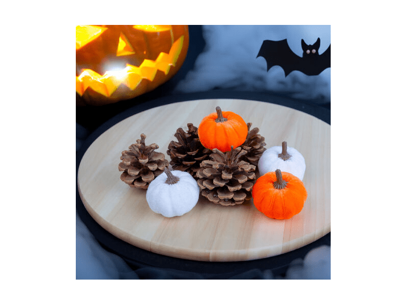 Family Halloween-i dekoráció - tök és toboz - 6 cm, 8db (58188B)