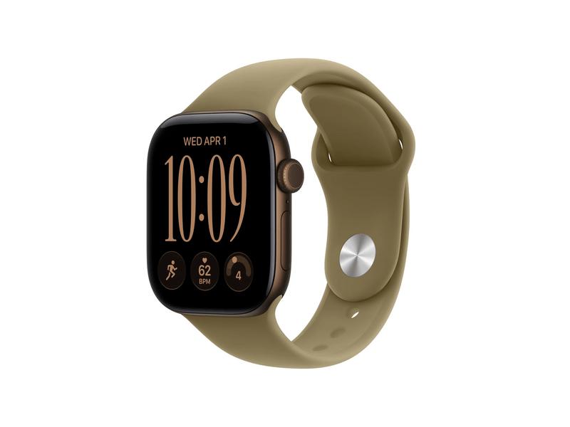 Apple Watch Series 12 GPS+Cellular, 42 mm sötét bronz alumíniumtok, olíva sportszíj, S/M (MJG44MP/A)