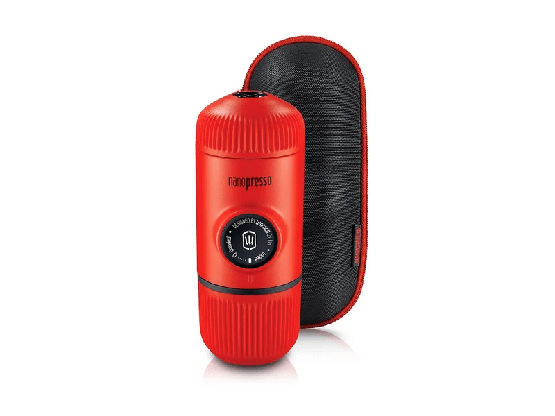 Wacaco Nanopresso hordozható kávéfőző őrölt kávéhoz, Láva vörös + kemény védőtok