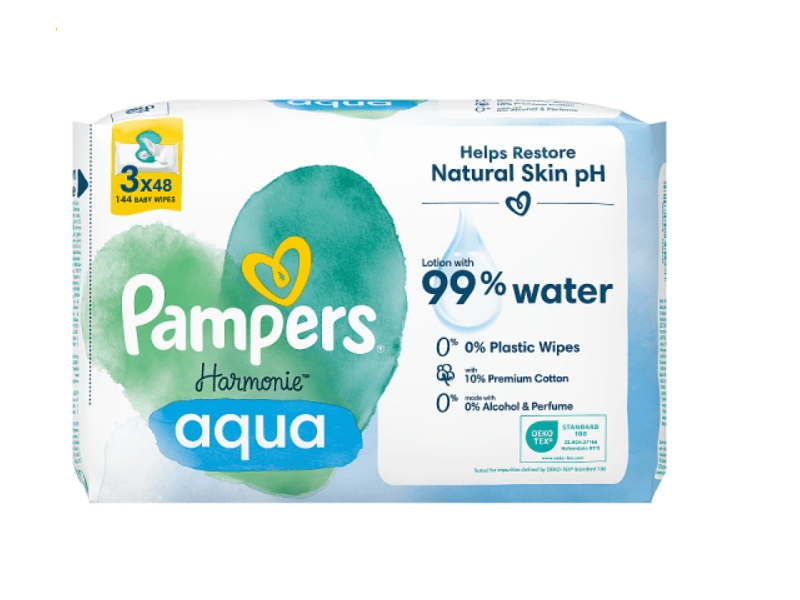 Pampers Harmonie Aqua Nedves Törlőkendő, 144 db